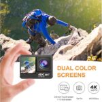 Camera de Acțiune Madynik™ 4K 60FPS – Ecran Dublu Touch 2"+1.3", WiFi, Unghi 170°, 2 Baterii, Geantă de Transport - imagine 4
