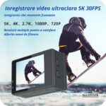 Camera de Acțiune Madynik™ 5K 30FPS cu Microfon Wireless – Ecran Dublu Touch, Unghi 170°, WiFi, Waterproof - imagine 9