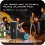 Boxă Portabilă Madynik™ Bluetooth 5.3, 4000 mAh – Impermeabilă IP54, TWS, Card MicroSD, USB-C, Lumini RGB, Negru - imagine 13