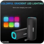 Boxă Portabilă Madynik™ Bluetooth 5.3, 4000 mAh – Impermeabilă IP54, TWS, Card MicroSD, USB-C, Lumini RGB, Negru - imagine 5