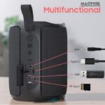 Boxă Portabilă Madynik™ Bluetooth 5.3, 4000 mAh – Impermeabilă IP54, Funcție TWS, MicroSD, USB-C, RGB, Negru (Model 2) - imagine 11