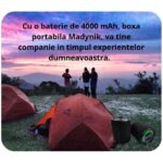 Boxă Portabilă Madynik™ Bluetooth 5.3, 4000 mAh – Impermeabilă IP54, Funcție TWS, MicroSD, USB-C, RGB, Negru (Model 2) - imagine 6