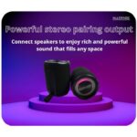 Boxă Portabilă Madynik™ Bluetooth 5.3, 4000 mAh – Impermeabilă IP54, Funcție TWS, MicroSD, USB-C, RGB, Negru (Model 2) - imagine 12