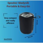 Boxă Portabilă Madynik™ Bluetooth 5.3, 4000 mAh – Impermeabilă IP54, Funcție TWS, MicroSD, USB-C, RGB, Negru (Model 2) - imagine 15