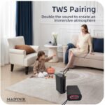 Boxă Portabilă Madynik™ Compactă, Bluetooth 5.3, 2000 mAh – IP54, TWS, MicroSD, USB-C, Lumini RGB, Gri - imagine 10