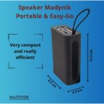 Boxă Portabilă Madynik™ Compactă, Bluetooth 5.3, 2000 mAh – IP54, TWS, MicroSD, USB-C, Lumini RGB, Gri - imagine 18