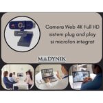 Camera Web Madynik™ 4K Full HD – Plug & Play, Rotație 360°, Unghi 130°, Microfon cu Reducere Zgomot, Kit Complet - imagine 4