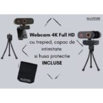 Camera Web Madynik™ 4K Full HD – Plug & Play, Rotație 360°, Unghi 130°, Microfon cu Reducere Zgomot, Kit Complet - imagine 5