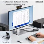 Camera Web Madynik™ 4K Full HD – Plug & Play, Rotație 360°, Unghi 130°, Microfon cu Reducere Zgomot, Kit Complet - imagine 6