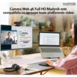 Camera Web Madynik™ 4K Full HD – Plug & Play, Rotație 360°, Unghi 130°, Microfon cu Reducere Zgomot, Kit Complet - imagine 8