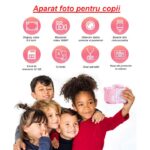 Aparat Foto Digital Madynik™ pentru Copii HD 1080P – Display IPS, Husă Silicon, Card 32GB, Stickere Incluse, Roz - imagine 4