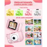 Aparat Foto Digital Madynik™ pentru Copii HD 1080P – Display IPS, Husă Silicon, Card 32GB, Stickere Incluse, Roz - imagine 6