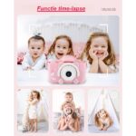 Aparat Foto Digital Madynik™ pentru Copii HD 1080P – Display IPS, Husă Silicon, Card 32GB, Stickere Incluse, Roz - imagine 9