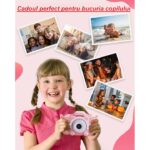 Aparat Foto Digital Madynik™ pentru Copii HD 1080P – Display IPS, Husă Silicon, Card 32GB, Stickere Incluse, Roz - imagine 10