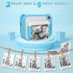 Aparat Foto pentru Copii Madynik™ cu Printare Instantă – HD 1080P, Ecran 2.4", Card 16GB, 3 Role Hârtie, Albastru-Alb - imagine 16