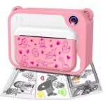 Aparat Foto pentru Copii Madynik™ cu Printare Instantă – HD 1080P, Ecran 2.4", Card 16GB, 3 Role Hârtie, Roz-Alb - imagine 10