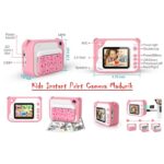Aparat Foto pentru Copii Madynik™ cu Printare Instantă – HD 1080P, Ecran 2.4", Card 16GB, 3 Role Hârtie, Roz-Alb - imagine 16