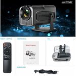 Videoproiector Smart Madynik™ cu WiFi 6 și Bluetooth 5.0 – Android 11, Proiecție LED până la 130", Rotație 180° - imagine 15